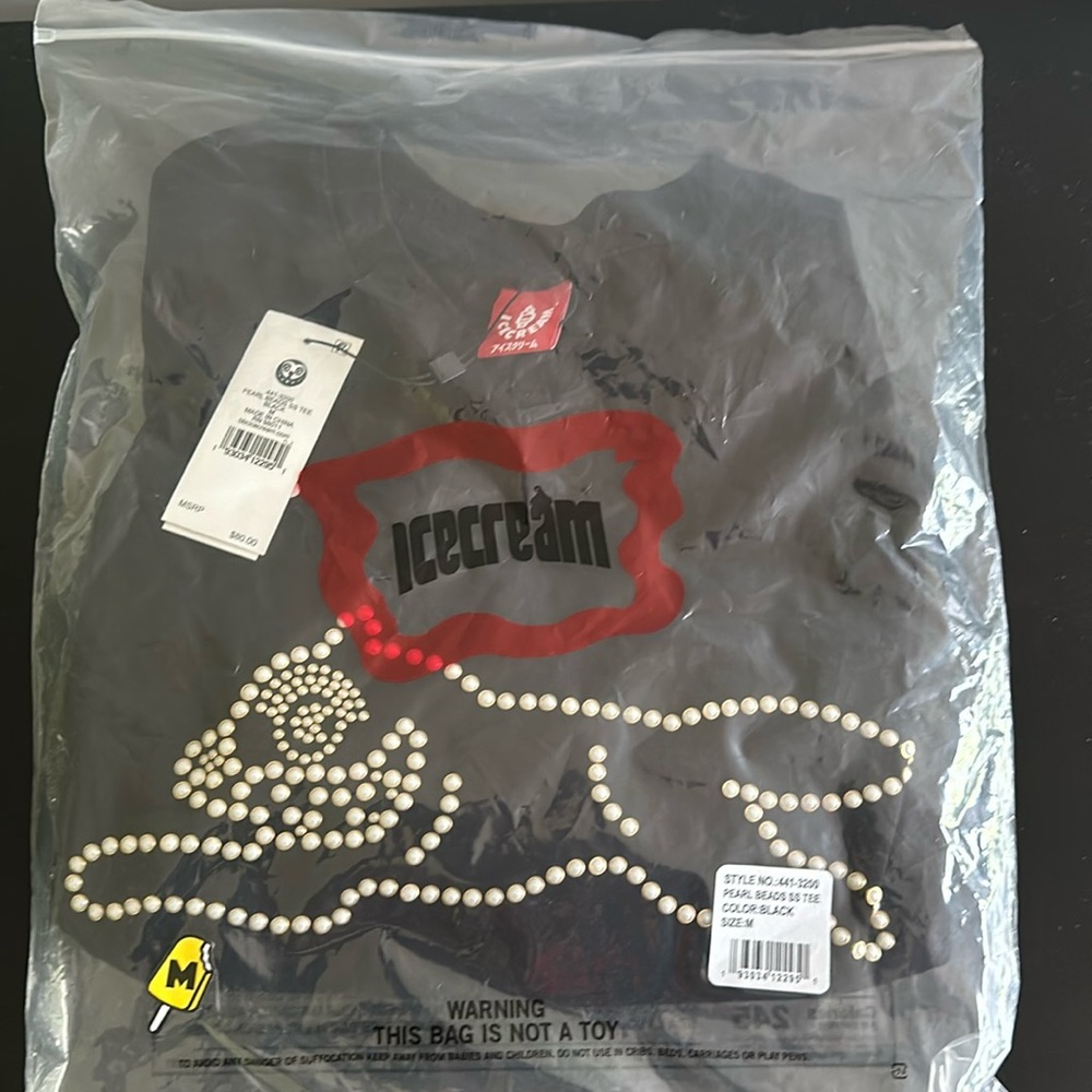 Brand NEW Pearl Beads Cotton Graphic T-Shirt